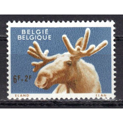 Belgique 1961 : Animal Du Jardin Zoologique D'anvers : Elan - Timbre 6 F. + 2 F. Bleu Et Chamois Neuf **
