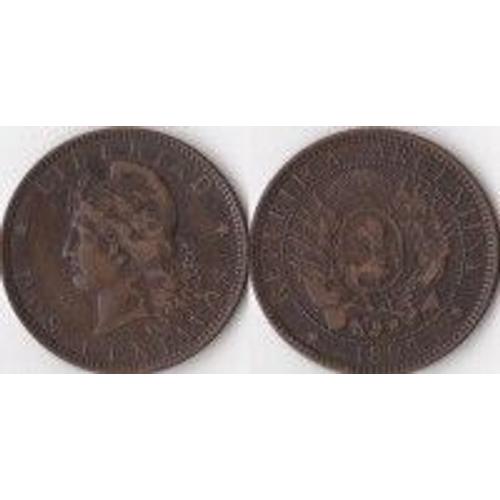 Argentine = Pièce De 2 Centamos , Année 1893 , En Bronze