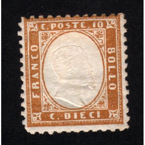 Timbre Neuf Victor Emmanuel Ii 10c Bistre-Brun 1862