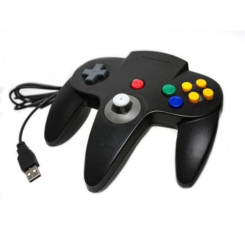 Manette De Jeu Nintendo 64 N64 Usb Noire Pour Pc Et Mac