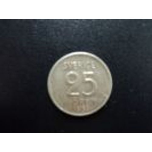 Suède = 25 Ore , Année 1955, En Argent.
