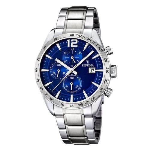 Montre Homme Festina F16759/3 Acier Gris Chronographe Cadran Bleu