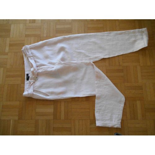 Pantalon En Lin Blanc Rose De Maison 123 - T 36