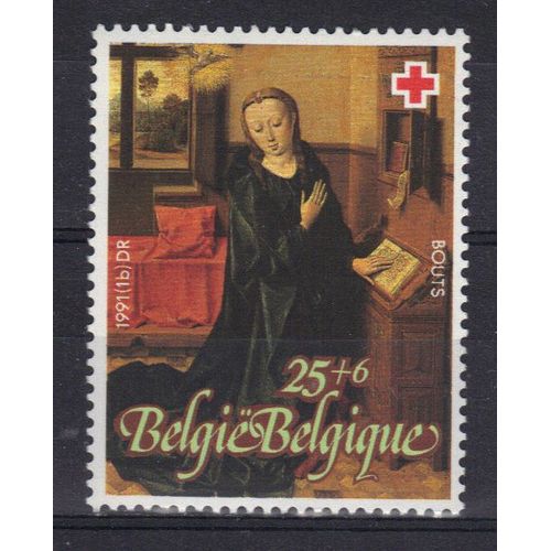 Belgique 1991 Croix-Rouge Belge : Surtaxe : Détail De Tableaux De Maîtres : "L'annonciation" De D. Bouts - Timbre 25f. +  6 F. Multicolore Neuf **