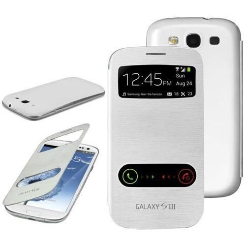 Etui À Rabat Pocket Cover Blanc View Pour Samsung Galaxy S3 I9300