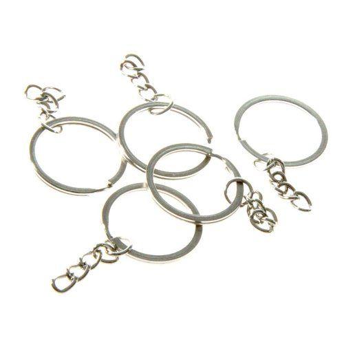 Lot De 10 Anneaux Porte Clés Clefs Chaine Diamètre 27 Mm Création Bijoux - Argenté