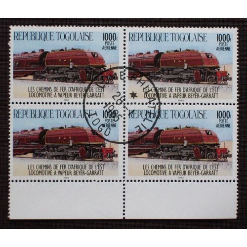 Togo Pa N° 530 De 1985 - 1000 F « Beyer-Garratt » (Locomotive) - Bloc De 4 Timbres Oblitérés