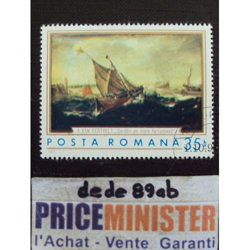 Roumanie..  35b Posta Romana . Peintures : "Marine . Corabii Pe Mare Furtunoasa" Par Andries Van Eertvelt (1590-1652) Oblitéré.