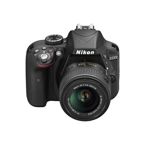 Nikon D3300 - Appareil photo numérique - Reflex - 24.2 Mpix - 3 x zoom optique objectif AF-S VR DX 18-55 mm - noir