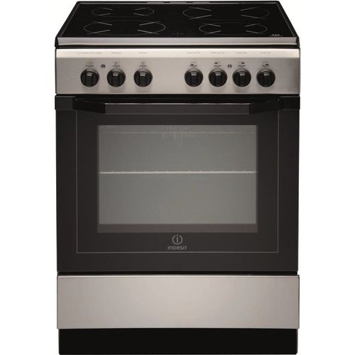 Indesit I6V6C1A (X)/FR - Cuisinière - pose libre - largeur : 60 cm - profondeur : 60 cm - hauteur : 85 cm - avec système auto-nettoyant - classe A - acier inoxydable