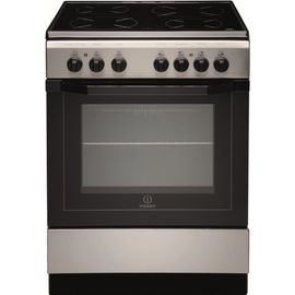 Indesit I6V6C1A (X)/FR - Cuisinière - pose libre - largeur : 60 cm - profondeur : 60 cm - hauteur : 85 cm - avec système auto-nettoyant - classe A - acier inoxydable