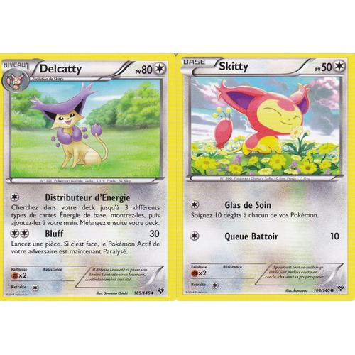 Lot De 2 Cartes Pokemon - Delcatty 105/146 + Skitty 104/146 - Edition Xy -