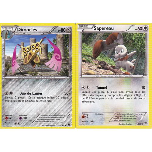 Lot De 2 Cartes Pokemon - Dimocles - 84/146 + Sapereau - 111/146 - Edition Xy -