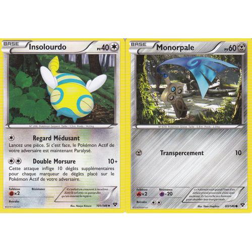 Lot De 2 Cartes Pokemon - Insolourdo - 101/146 + Monorpale - 83/146 - Edition Xy -