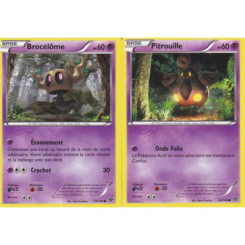 Lot De 2 Cartes Pokemon - Brocelome - 54/146 + Pitrouille - 56/146 - Edition Xy -