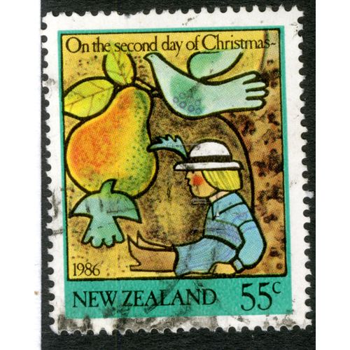 Timbre Oblitéré New Zealand, On The Second Day Of Christmas, 1986, 55c