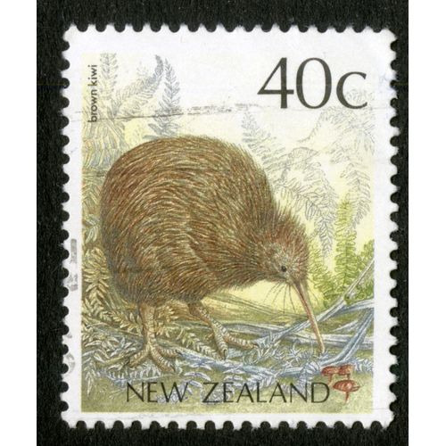 Timbre Oblitéré New Zealand, Brown Kiwi, 40 C