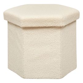 Pouf Pliant Héxagonal En Bouclette - Ivoire