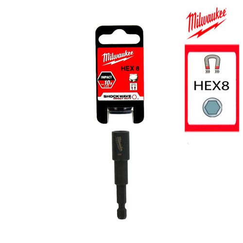 Douille aimantée 6 pans HEX M8x65mm SHOCKWAVE MILWAUKEE 4932352541