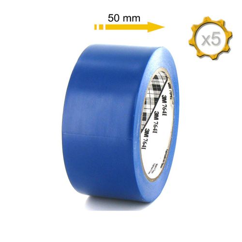 Lot de 5 rubans adhésifs vinyle 3M - Bleu - 50mm - 764B-50