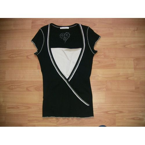 T-Shirt Noir Et Beige Taille S Promod