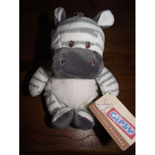 Doudou Zèbre Gipsy Blanc Gris 18 Cm Peluche Bebe Eveil Naissance Enfant Mixte