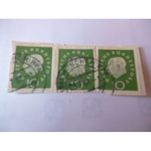 Timbre "Allemagne ::Deutsche Bundespost : 3 X 10." 1967.
