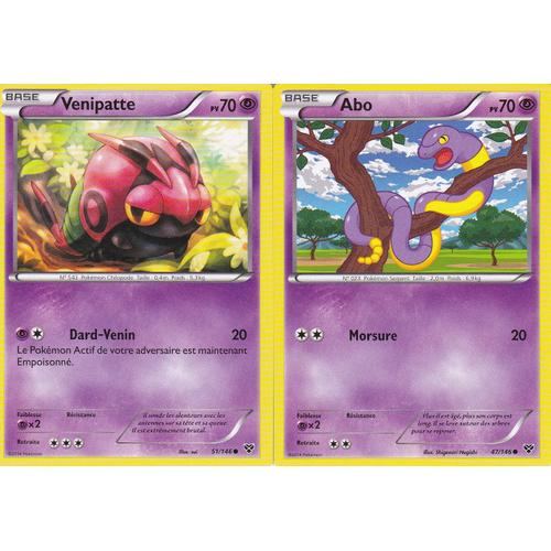 Lot De 2 Cartes Pokemon - Venipatte - 51/146 + Abo - Edition Xy -