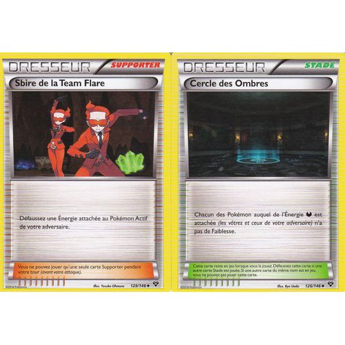 Lot De 2 Cartes Pokemon - Dresseur - Sbire De La Team Flare - 129/146 + Cercle Des Ombres - 126/146 - Edition Xy -