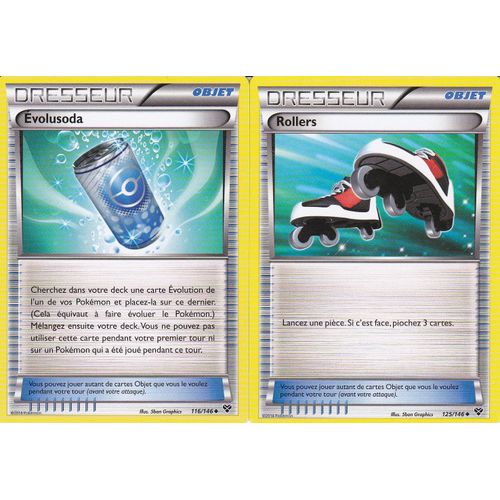 Lot De 2 Cartes Pokemon - Dresseur - Rollers - 125/146 + Evolusoda - 116/146 - Edition Xy -