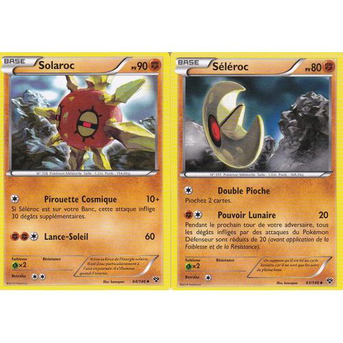 Lot De 2 Cartes Pokemon - Seleroc 63/146 + Solaroc 64/146 - Edition Xy -