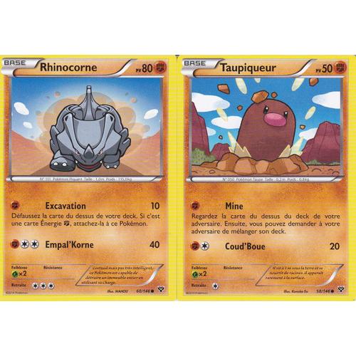Lot De 2 Cartes Pokemon - Rhinocorne 60/146 + Taupiqueur 58/146 - Edition Xy -