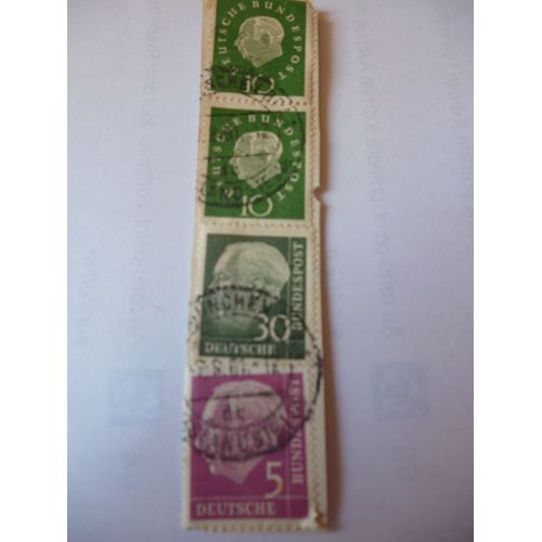 Timbres "Allemagne ::Deutsche Bundespost :Lot De Deux Timbres De10,1 De 30 Et 1 De 5."