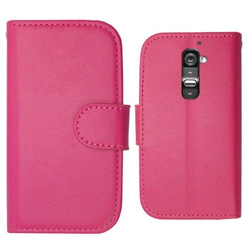 Etui Portefeuille Pour Lg G2 5.2" Livre Housse Coque Pochette Cuir Pu - Rose