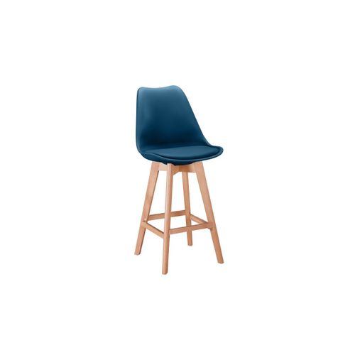 Lot De 2 Tabourets De Bar Scandinave Andrea Avec Pieds Bois - Bleu