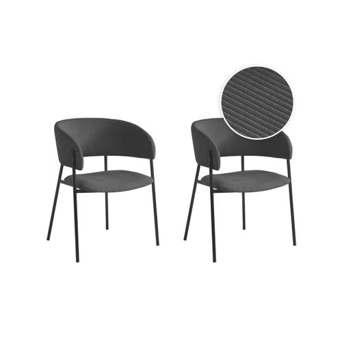 Lot De 2 Chaises Bold En Velours Côtelé - Gris Foncé