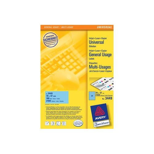 Avery - Étiquettes pour dossiers - bleu - 70 x 37 mm 2400 étiquette(s) ( 100 feuille(s) x 24 )