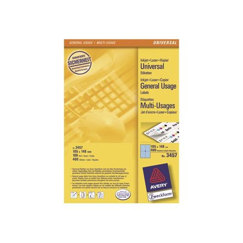 Avery - Étiquettes pour dossiers - bleu - 105 x 148 mm 400 étiquette(s) ( 100 feuille(s) x 4 )