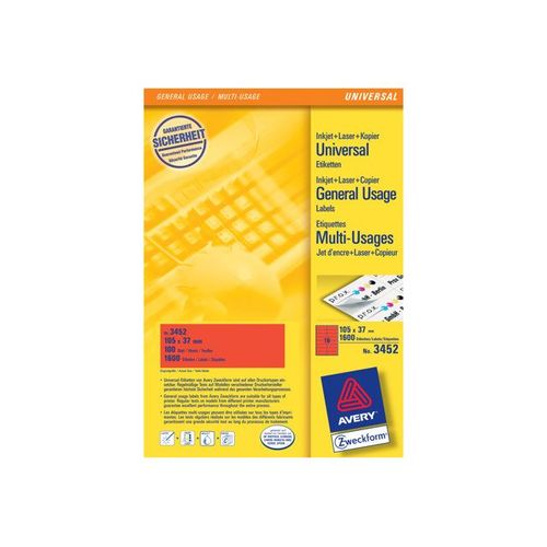 Avery - Étiquettes pour dossiers - rouge - 105 x 37 mm 1600 étiquette(s) ( 100 feuille(s) x 16 )