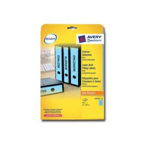 Avery L4753 - Étiquettes pour dossiers - bleu - 61 x 297 mm 60 unités ( 20 feuille(s) x 3 )