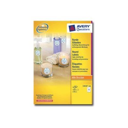 Avery L3416 - Étiquettes rondes - blanc - diamètre 60 mm 1200 unités ( 100 feuille(s) x 12 )