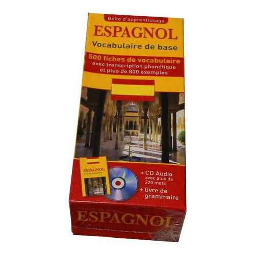 Boîte D'apprentissage Espagnol - Vocabulaire De Base - 500 Fiches + Cd Audio