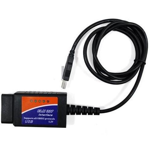 Câble d'interface USB ELM 327 pour diagnostic auto OBD2