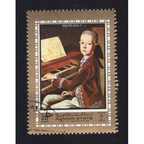 Ajman State Oblitération Ronde Used Stamp Peinture Mozart Aged 11