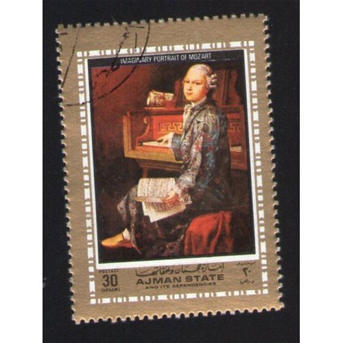 Ajman State Oblitération Ronde Used Stamp Peinture Imaginary Portrait Of Mozart