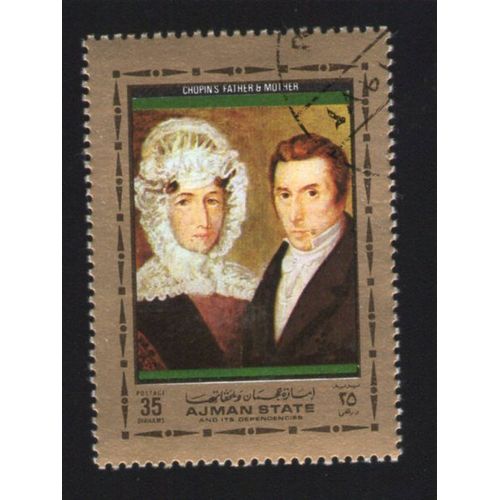 Ajman State Oblitération Ronde Used Stamp Peinture Chopin's Father And Mother