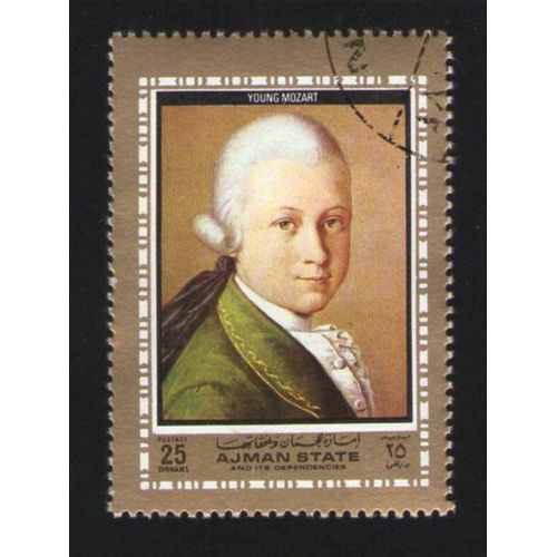 Ajman State Oblitération Ronde Used Stamp Peinture Young Mozart Jeune