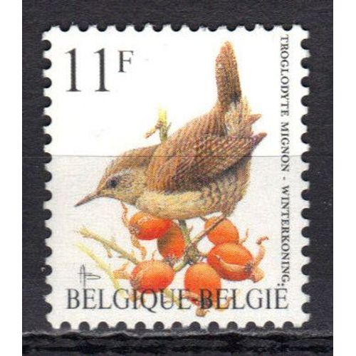 Belgique 1992 : Oiseau : Troglodyte Mignon - Timbre 11 F. Multicolore Neuf **