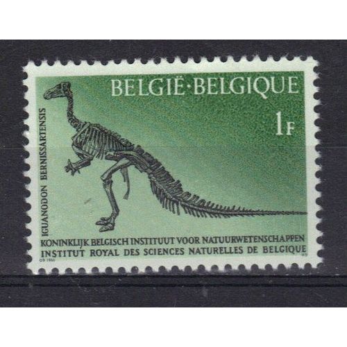 Belgique 1966 : Patrimoine Scientifique National : Institut Des Sciences Naturelles (Iguanodon) - Timbre 1 F. Vert Et Noir - Timbre Neuf **