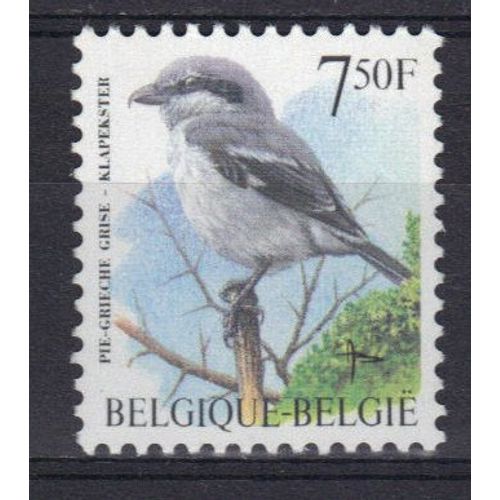 Belgique 1998 : Oiseau : Pie-Grièche Grise - Timbre 7 F. 50 Multicolore Neuf **
